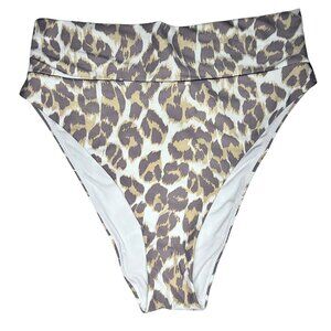 Aerie Women's Bikini Bottoms High Cut Cheeky Cheetah Print Size Med Brown/Tan